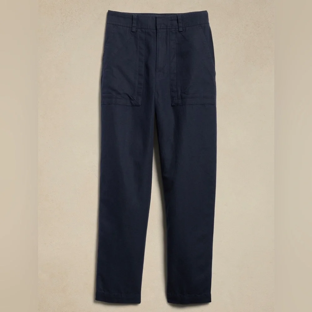 NWT! Banana Republic Navy Mya Cotton-Linen Cargo Pant - Size 12